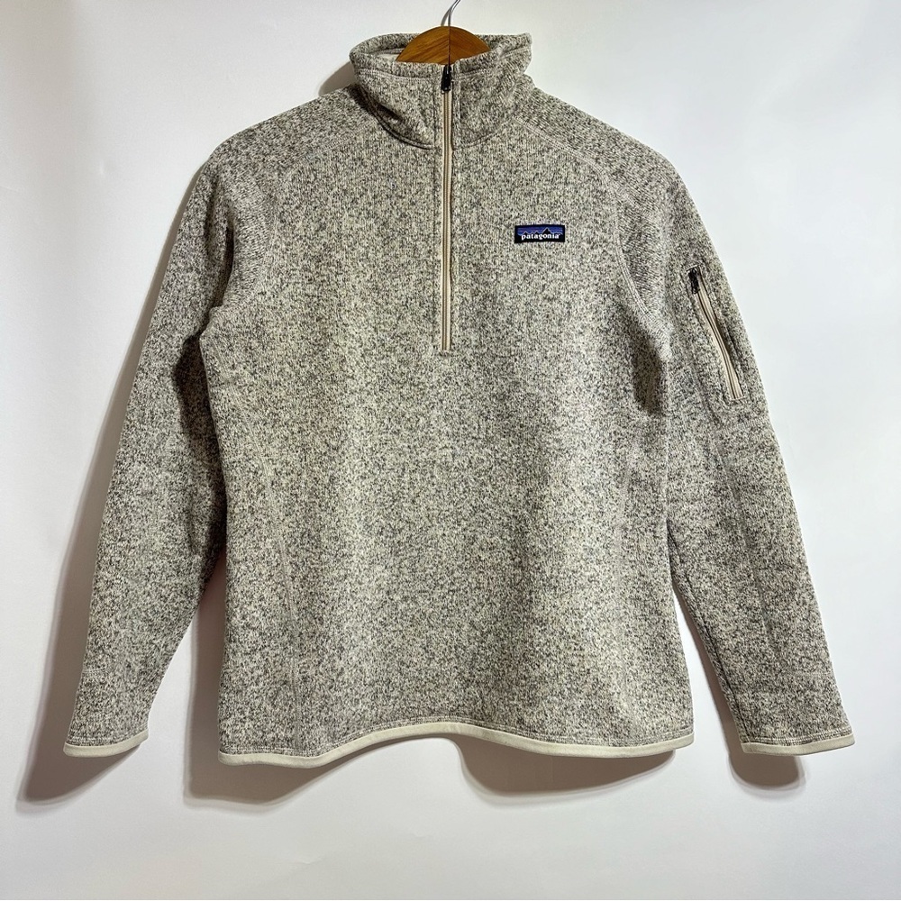 Patagonia Women's Better Sweater 1/4 Zip fleece Pullover tan gray pelican 25617